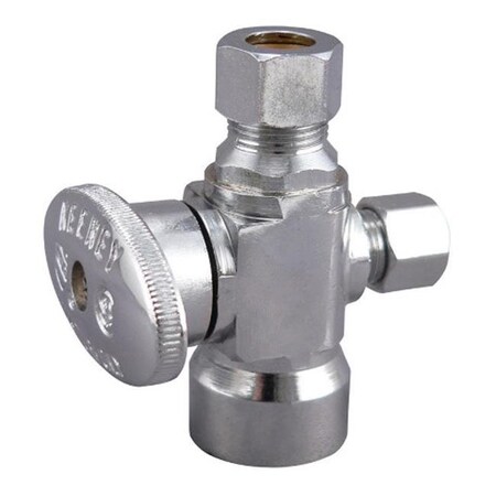 Gizmo 2902PCLF Quarter Turn Shut-Off Valve 3-Way Chrome Plated - 0.5 x 0.37 x 0.25 in. GI156539